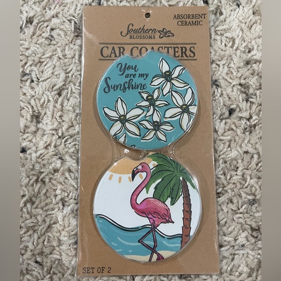 Car Coasters Flamingo Sunshine Set Of 2 - Picture 6 of 7